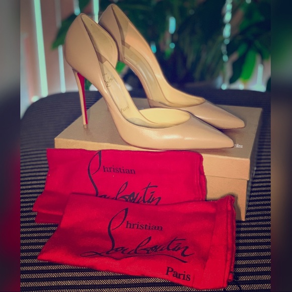 Christian Louboutin Nude Heels with Red Soles - Picture 1 of 6